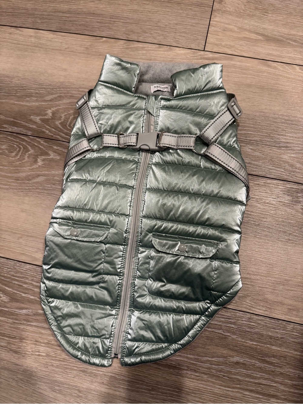 Martha Stewart Metallic Green Puffer Dog Vest
